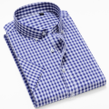 High quality custom cheap price pure cotton plaid short sleeve casual shirt for men